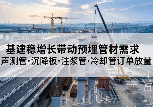 二道基建稳增长带动预埋监测管材需求，声测管、沉降板、注浆管订单持续放量